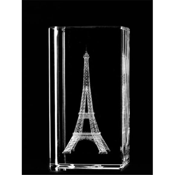 1159-100-23 4 L x 2 H x 2 W in. Crystal Laser-Engraved Eiffel Tower Monuments Laser-Cut