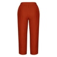 thumbnail image 4 of Diufon Womens Plus Size Pants Solid Color Wide Leg Pants Casual Linen Capris Pants with Pockets, 4 of 5