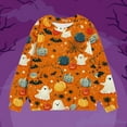 thumbnail image 2 of Zwiiyzr Girls Boys Sweatshirts Long Sleeve Halloween Printed T-Shirt Round Neck Pullover Top Suitable for Boys and Girls Aged 1-12 Years Orange, 2 of 5
