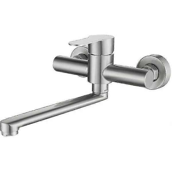 304 Stainless Steel Wall Mounted Kitchen Faucet 360 Degree Rotation Adjustable Hot and Cold Water