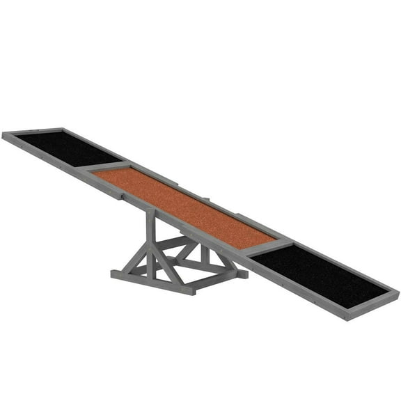 YYAo Wooden Dog Agility Seesaw for Training and Exercise, Weather Resistant, 83" L x 16" W x 14" H, Gray