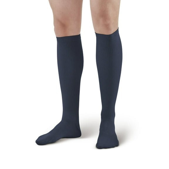 Ames Walker AW Style 100 Men's Dress 20-30 mmHg Firm Compression Knee High Socks Navy Large
