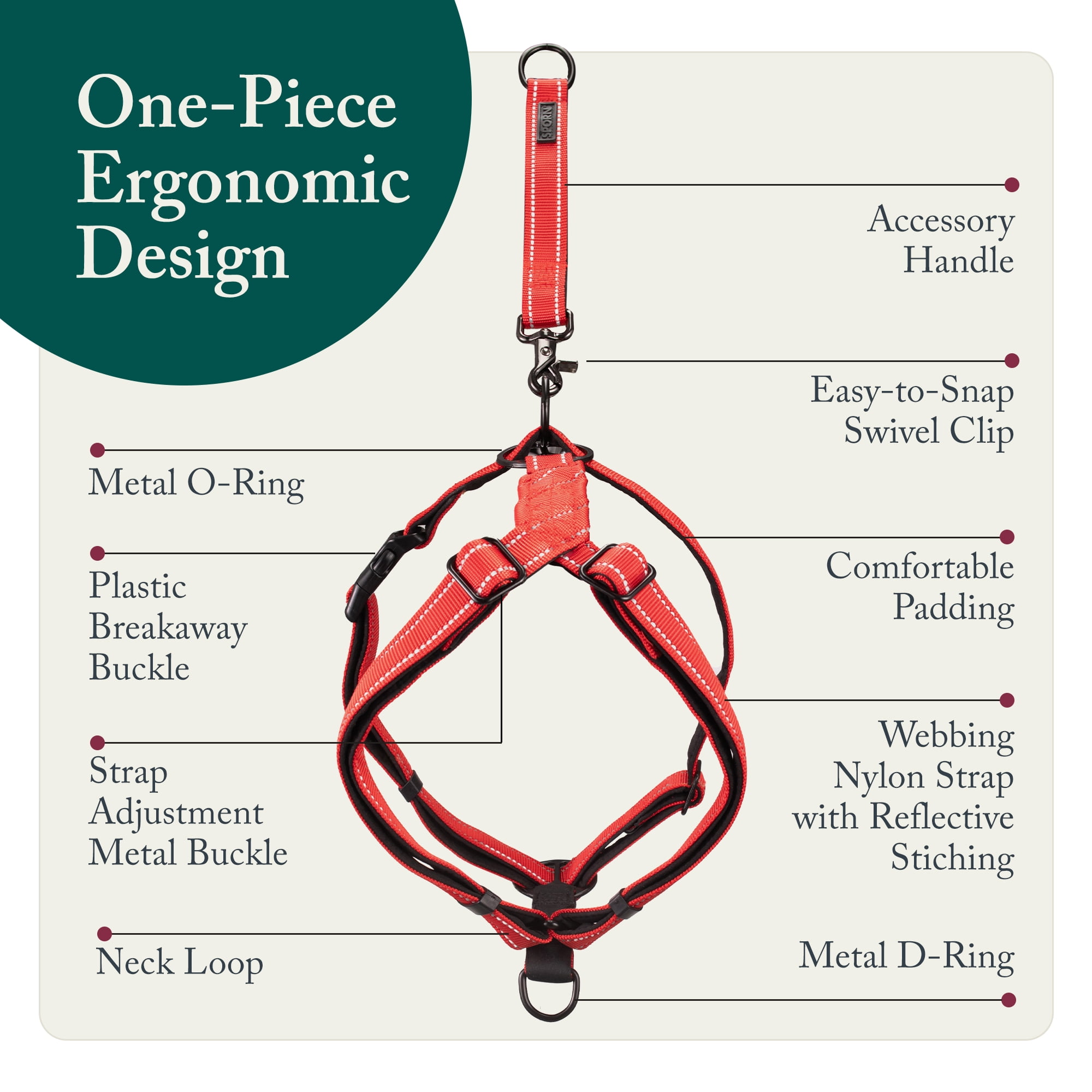 Sporn Ultimate Control Dog Harness, Red, Small (14-24" Girth Size)