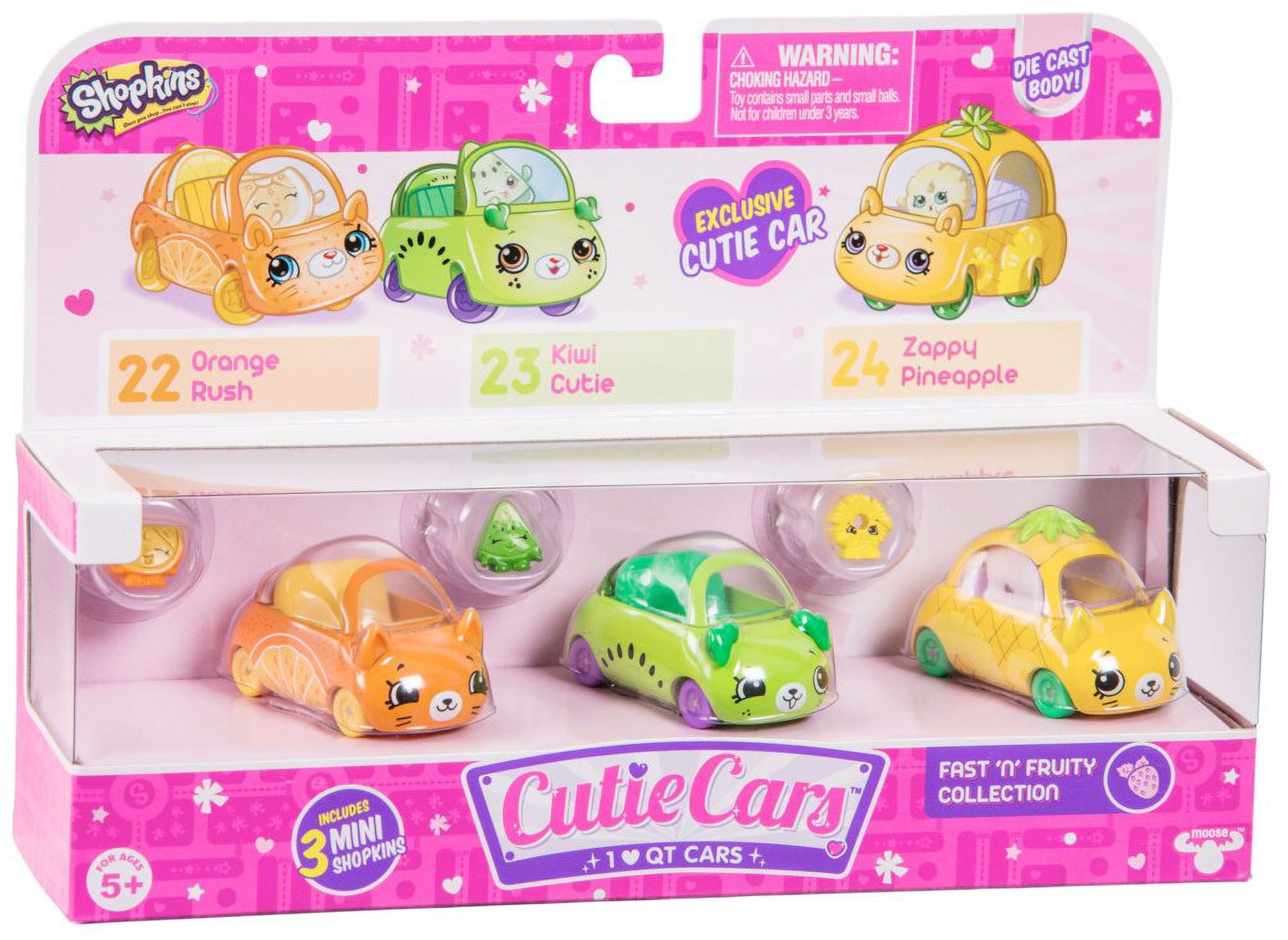 Shopkins Cutie Cars Dessert Drivers Figure 3-Pack #32, 33 & 34 [Fruity  Zoomer, Cherry Pie Chaser & Banana Split Trip, Damaged Package]