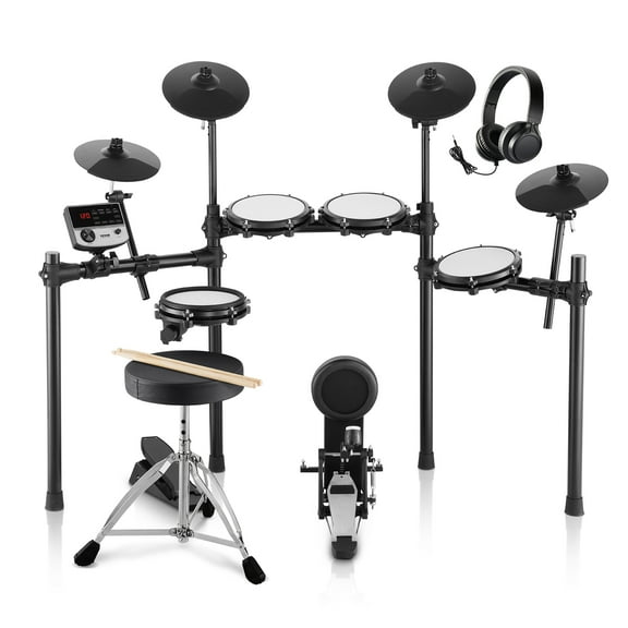 VEVOR Electric Drum Set, 32 Drum Kits & 480 Sounds Electronic Drum Kit, USB MIDI Supported 8 in Quiet Mesh Snare Electric Drum Set with 10 in Cymbals Drum Sticks & Headphone, for Beginners & Adults