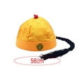 thumbnail image 4 of Sombrero de príncipe heredero, sombrero de emperador Qing, sombrero Oriental chino de satén, sombrero de propietario para fotografía, Fiesta Temática, Amarillo 56cm, 4 of 8