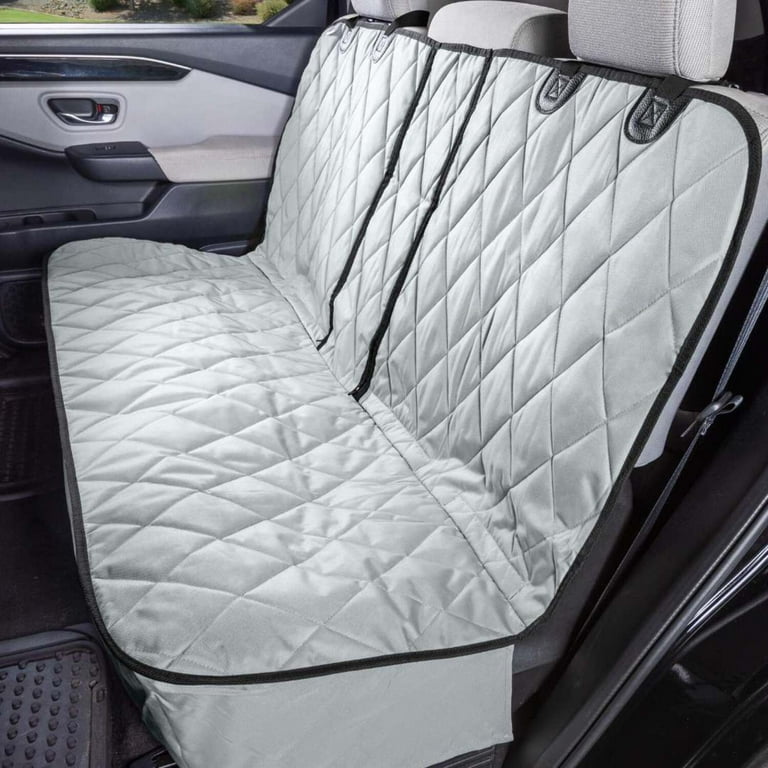 4Knines Dog Seat Cover Without Hammock for Fold Down Rear Bench SEAT 60 40 Split and Middle seat Belt Capable Heavy Duty Black Regular Fits Most Cars SUVs and Small