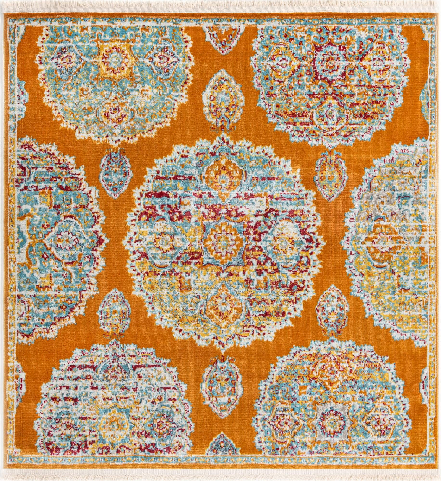 Paragon Collection Rug 5 Ft Square Orange MediumPile Rug