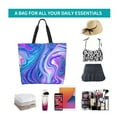 thumbnail image 6 of Pofeuu Swirl Blue And Purple Print Reusable Grocery Bags - Washable, Foldable, Packable Tote, Large Handles, Heavy Duty, Zippered Top Pouch, 6 of 8