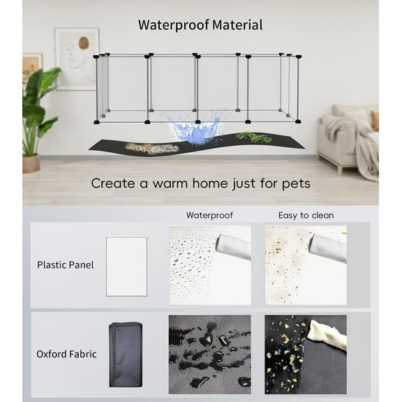 Small Animal Playpen with Waterproof Mat for Guinea Pigs, Hamsters, Hedgehogs - 48.5 x 24.8 x 16.1 Inches