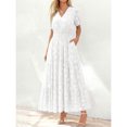 thumbnail image 4 of White Boho Embossed Floral Maxi Dress With V-Neck, Short Sleeves, Tiered A-Line Skirt, 4 of 6