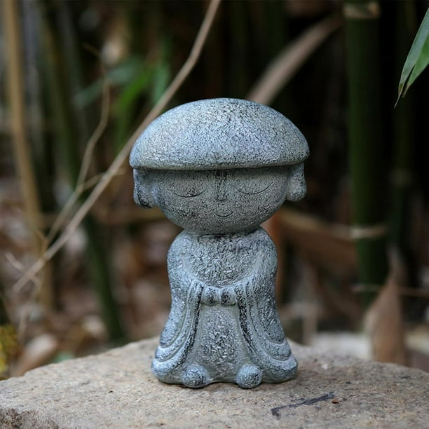 Estatua de Buda de monje pequeña, artesanía coleccionable, figura china, esculturas de Buda de monje Feng Shui para , decoración del coche al , Use sombrero
