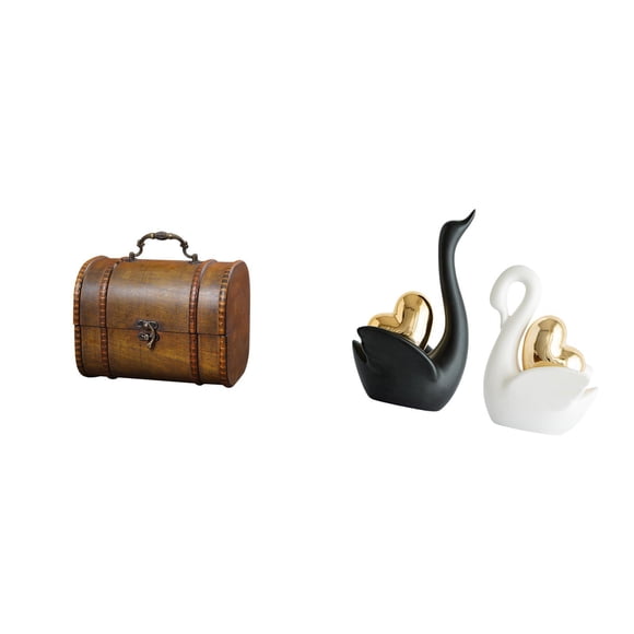Organizador de joyas vintage con forma de cisne, decorativo, caja de almacenamiento de baratijas con elegantes figuras para anillos y decoración