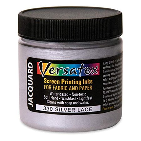 Jacquard Encre Versatex Imprimée, Semi-Transparente, à Base d'Eau, Pot de 4oz, Dentelle Argentée