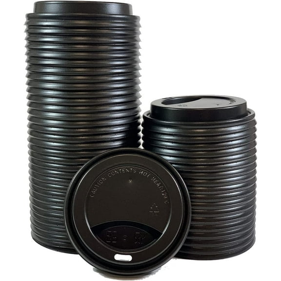 PP Lid (90mm) for 10-20oz Paper Hot Cup, (sip through) 1000/Case (Black)
