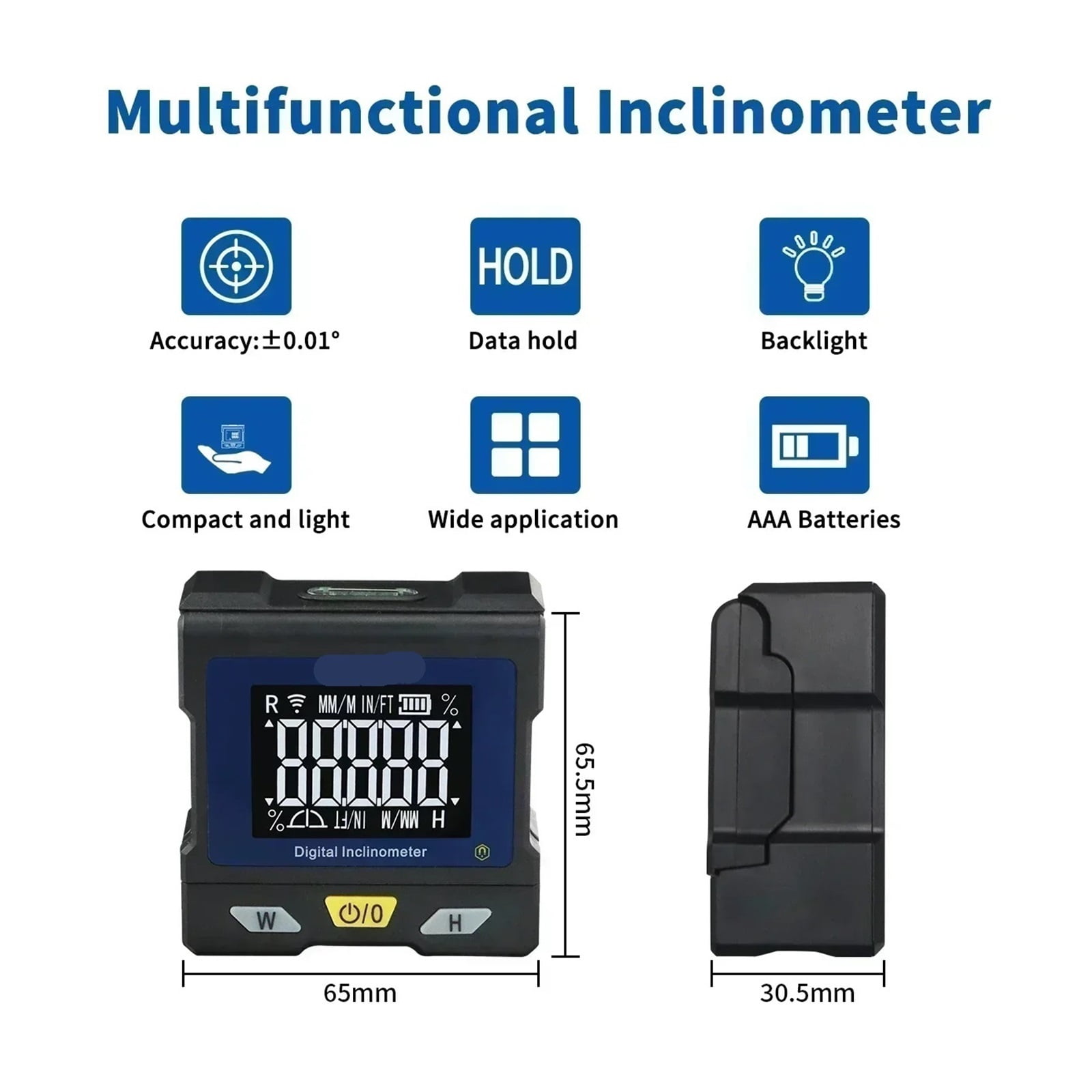 Digital Angle Gauge Protractor Inclinometer with Flip Up Display Bubble Level Box Measures ,Water-Proof & Dust Resistant