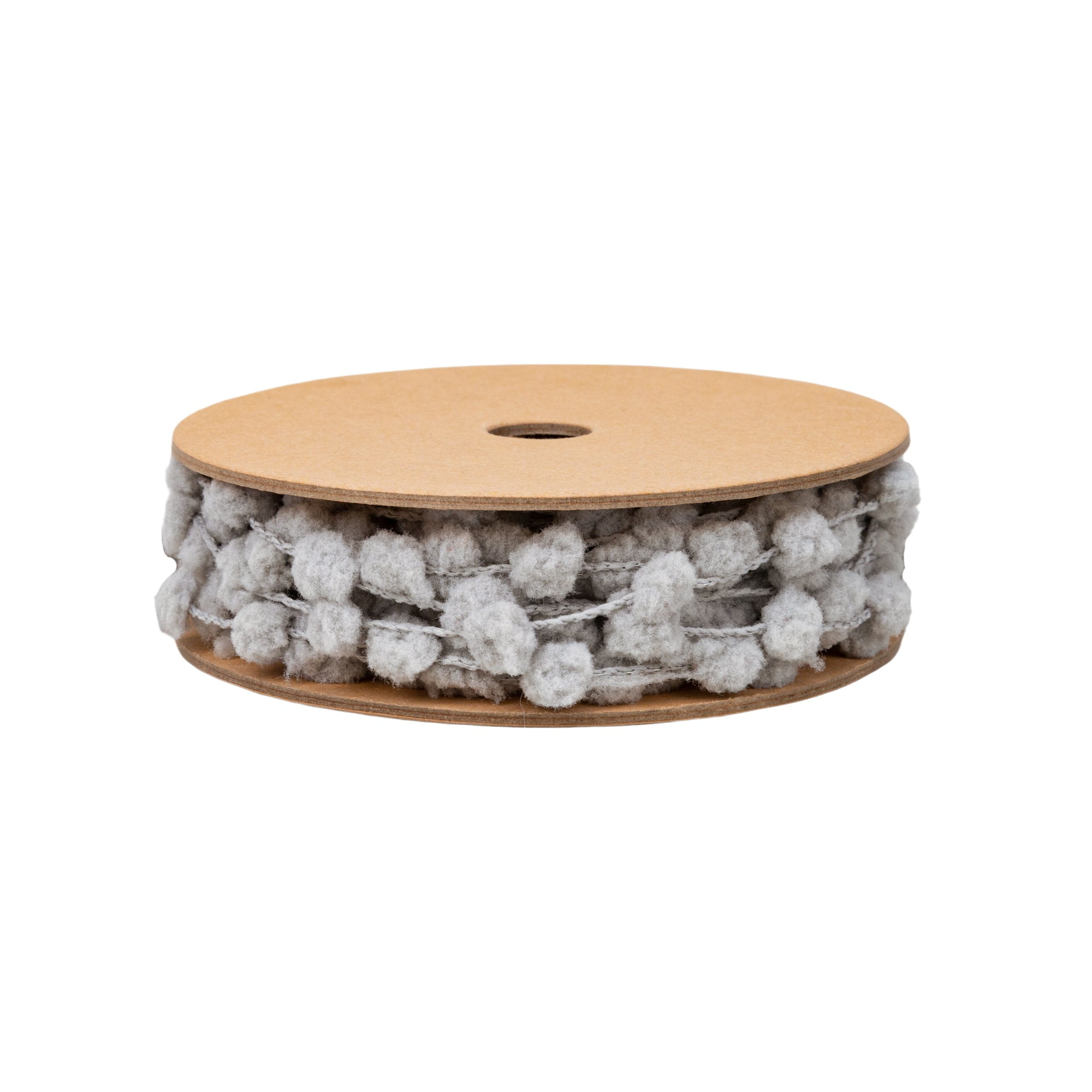 LaRibbons 8mm Wired Pom Pom, Gray, 25 Yard Roll