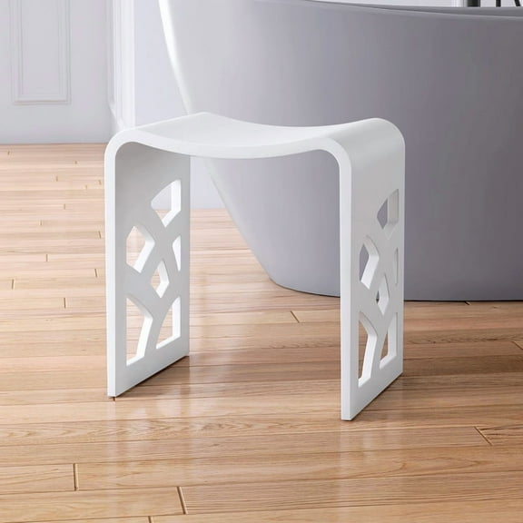 MEDUNJESS Premium Shower Chair Waterproof Shower Stool, Bath Seat with decorative design, FSA HSA Eligible, Medical Use, Non-Slip（Matte White）