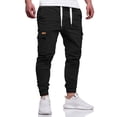 thumbnail image 5 of WTOBBY Men's Casual Comfortable Solid-color Cargo Pants, Sporty and Relaxed Fit Trousers with Functional Pockets, Ideal for Everyday Wear,Black L, 5 of 6