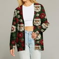 thumbnail image 2 of Women's Fashion Long Sleeve Christmas Print V-Neck Button Loose Cardigan Top, Knit Sweater for Casual Outfits and Comfort,Wine,XL, 2 of 7