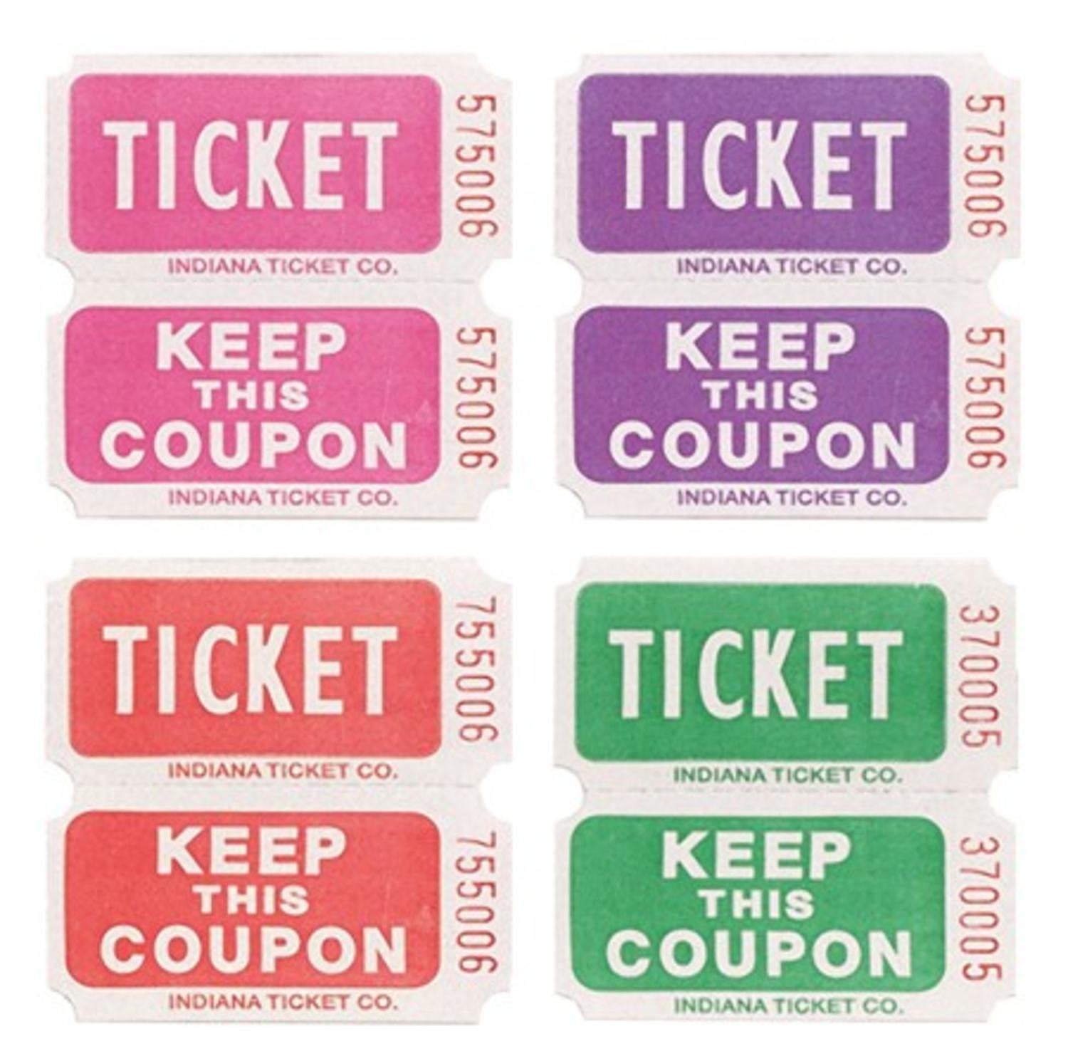 club pack of 20 purple pink red and green 50 50 raffle decorative 50 50 ticket rolls