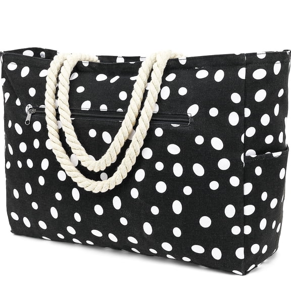 Large Beach Bag for Women, Waterproof Travel Tote Bag with Lunch/Wet Pocket for Weekender, Sandproof, Zipper Closure