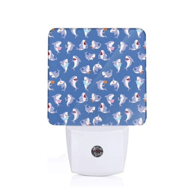 Fotbe Cute Shark Luz Nocturna LED, Luz de Noche con Sensor de Luz Natural de Anochecer a Amanecer, Se Enchufa a la Pared, Blanco Cálido 0.5W-UK