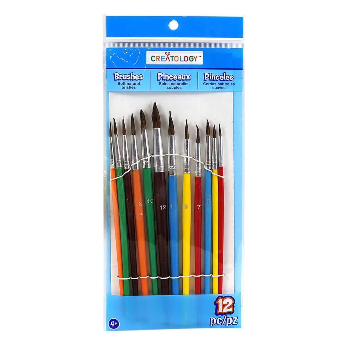 12 Packs: 12 ct. (144 total) Natural Bristle Paintbrushes by Creatology
