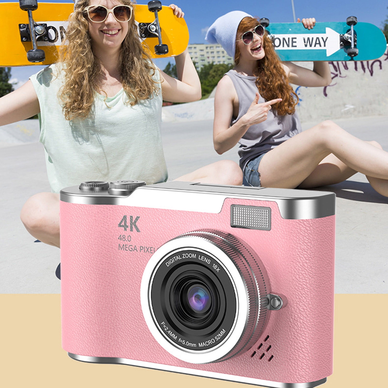 Student Digital Camera 2.4" Flip-Screen 48MP Max Interpolation, 1080P HD Video, 8x Digital Zoom, Night-Vision Flash, 800 mAh Rechargeable, Anti-Shake, Built-In Mic & Speaker, Supports 64 GB Micro SD