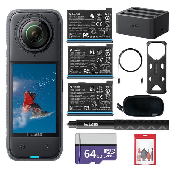Insta360 X4 - Waterproof 360 Action Camera   2 Extra Batteries   Charger   More