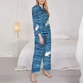 thumbnail image 3 of Honeii Sharks on White Blue Striped print Women's Pajama Sets Long Sleeve Button Down Sleepwear Nightwear Soft Pjs Lounge Sets-Medium, 3 of 7