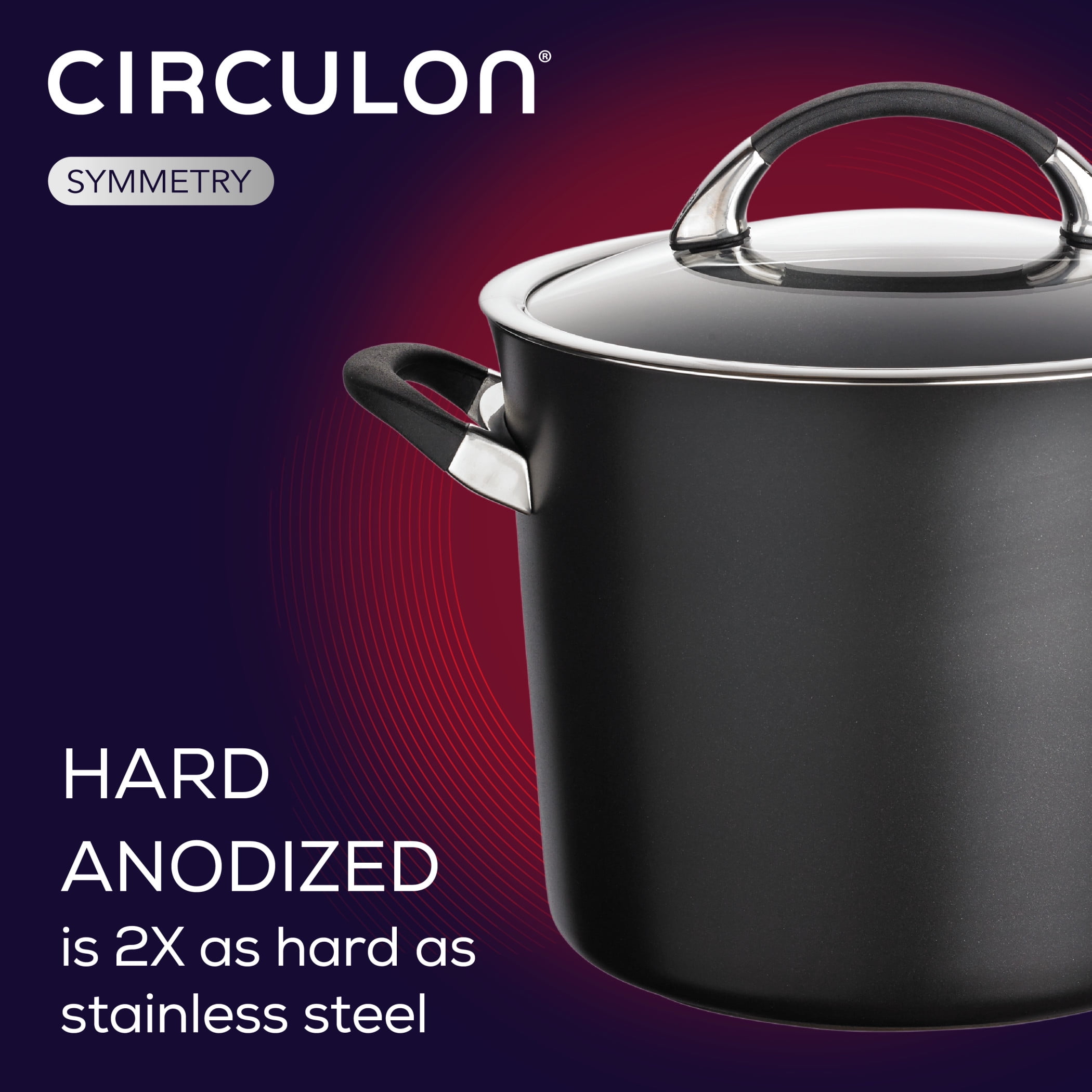 Circulon - 87526 Circulon Symmetry Hard Anodized Aluminum Nonstick Cookware  Set, 10-Piece Set, Black