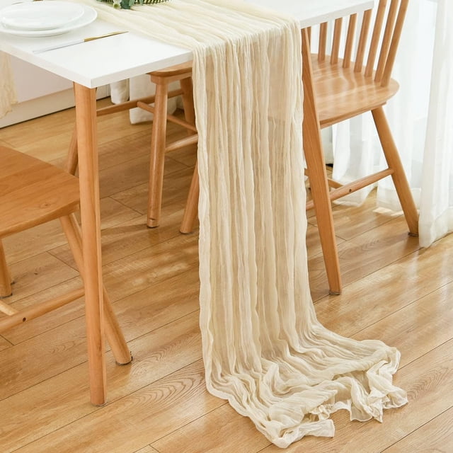 Camino de mesa beige, 90*300 cm, camino de mesa beige crema para bodas, cumpleaños