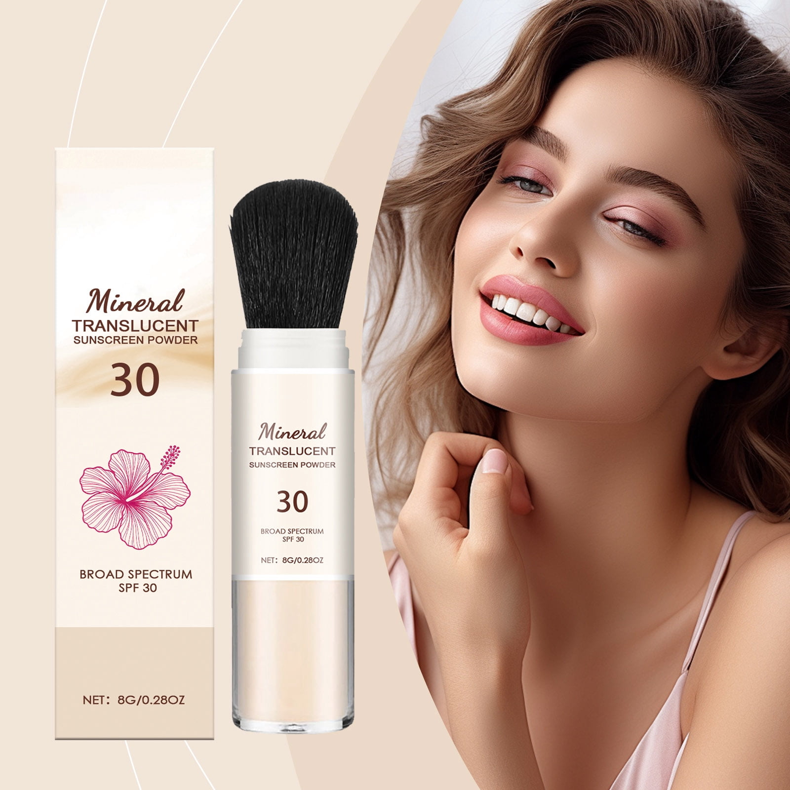 Hawaiian Tropic Mineral Powder Sunscreen Brush SPF 30, 2025 New Beach Essentials, 1Pcs