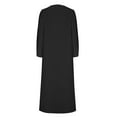 thumbnail image 5 of HAiming Women Fall Plus Size Dress Solid Color Round Neck Long Sleeve Maxi Dress 2025 Casual Loose Pleated Long Dress, 5 of 6