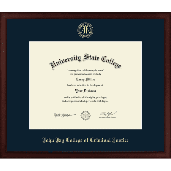 John Jay College of Criminal Justice Diploma Frame, Document Size 14" x 11"