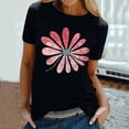 thumbnail image 2 of Tnhcen Women's Summer Floral Print Crew Neck Short Sleeve T-Shirt - Basic Plus Size Friendly S-2XL | Soft Polyester Spandex Cotton Blend, 2 of 5