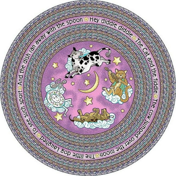 Joy Carpets 1474E-03 Hey Diddle Diddle Pink 7 ft.7 in. Round WearOn Nylon Machine Tufted- Cut Pile Just for Kids Rug