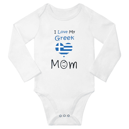 

I Love My Greek Mom Baby Long Slevve Bodysuits (White 6-12 Months)