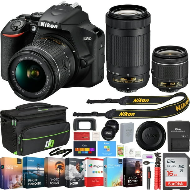 Nikon D3500 24.2MP DSLR Camera w/ AFP 1855mm VR Lens&70300mm Dual