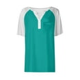thumbnail image 4 of Yigetop Short Sleeve Henley Shirts for Women, Womens Fashion Short Sleeve Tops Basic Tunic T Shirts Casual Button Down Half Sleeve Blouses Tshirts Shirts for Women Sky Blue 3XL, 4 of 5