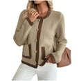 thumbnail image 2 of Cardigan Sweaters for Women Early Fall Fashion Long Sleeve Crew Neck Button Down Fall Outfits with Pocket, 2 of 9