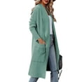 thumbnail image 2 of Haite Women Trench Coat Shawl Neck Outwear Long Sleeve Jacket Ladies Overcoats Cardigan Pea Coats Green XL, 2 of 6
