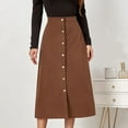 thumbnail image 4 of Vestido midi acampanado con botones en la parte delantera y cintura alta para mujer Adepaton BST2002682-2, 4 of 6