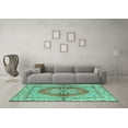 thumbnail image 3 of Ahgly Company Machine Washable Indoor Round Persian Turquoise Blue Traditional Area Rugs, 3' Round, 3 of 4