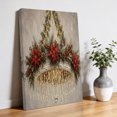 thumbnail image 2 of Canvas Wall Art Christmas Canvas Art Print Vintage Crystal Chandelier Red Poinsettia Holly Berry Pictures Wall Decor for Living Room Bedroom Artwork Decorations Stretched Framed Ready to Hang 12"x18", 2 of 9