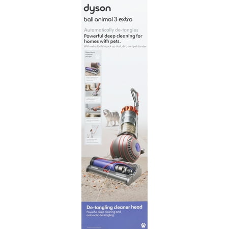 Dyson Ball Animal 3 Extra Upright Vacuum: Bagless Multi-Surface Cleaner, Pet Hair Tool, 3 Speeds, 35ft Cord, Silver