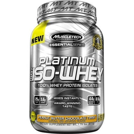 MuscleTech Essential Series Platinum 100% Iso-lactosérum Beurre d'arachide Chocolat Twist Complément alimentaire en poudre, 1,79 lbs