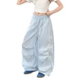thumbnail image 6 of 3-15 Years Girls' Casual Solid Color Adjustable Lace Up Mid Waist Loose Cropped Pants Long Pants, 6 of 8