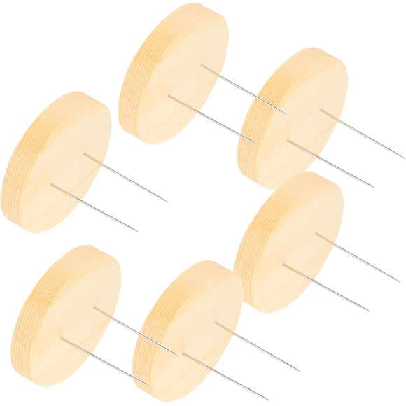 YISITIAN 6Set Wooden Base Doll Display Stands for Needle Felting Animal Dolls Felt Doll Holder with Dual Needles for Craft Projects CA919-6120